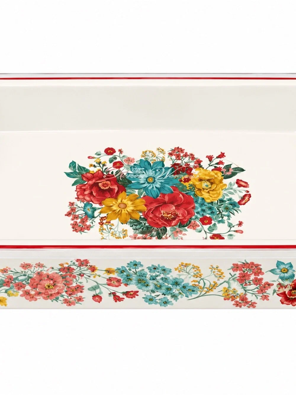 The Pioneer Woman Fancy Flourish Rectangular Baker w Lid 15 x 10 Unused Floral